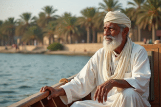 Barqueur égyptien traditionnel sur le Nil en portrait