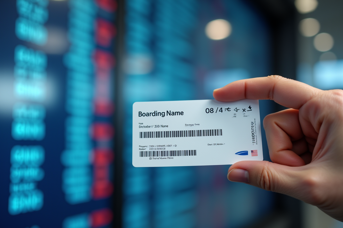 Gros plan sur un billet d avion moderne avec nom visible