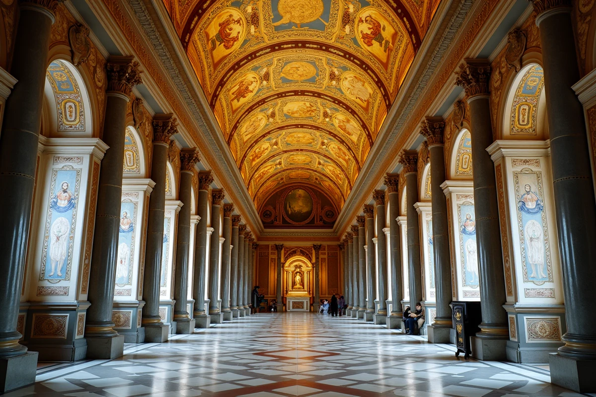 Intérieur de la Chapelle Palatine du Palais des Normands avec ses mosaïques byzantines dorées et ses colonnes en marbre