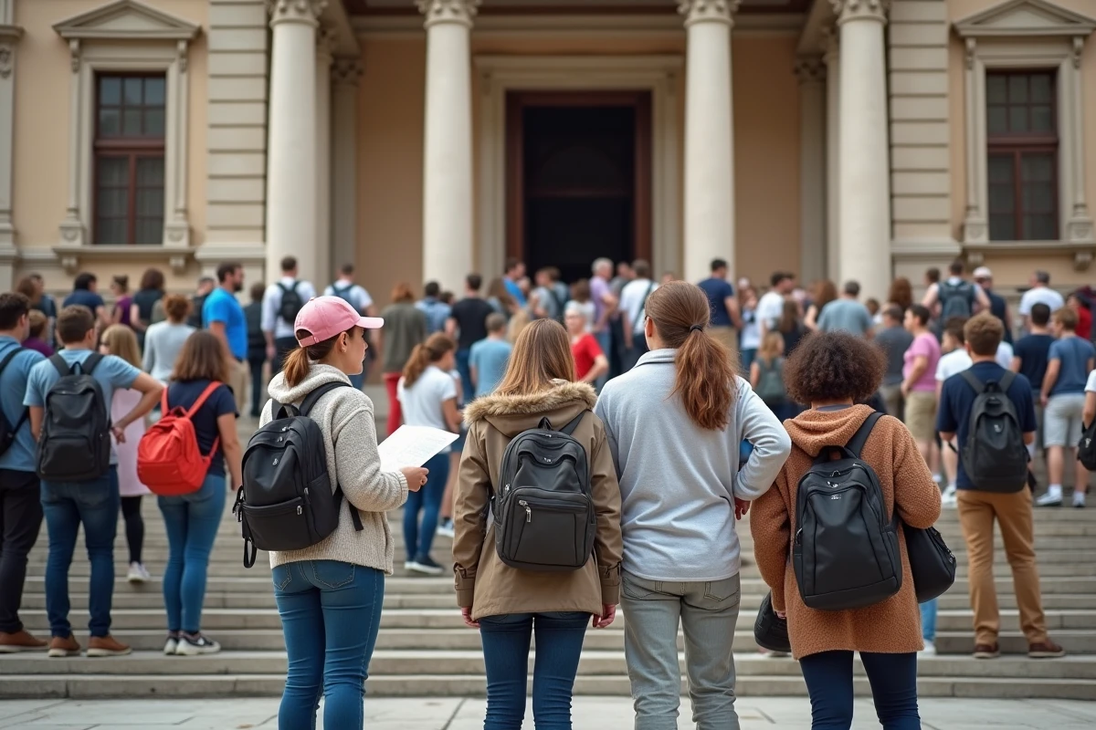 Groupe de touristes devant l