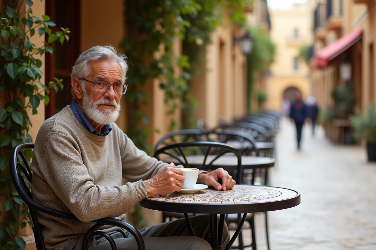 Homme âgé profitant d