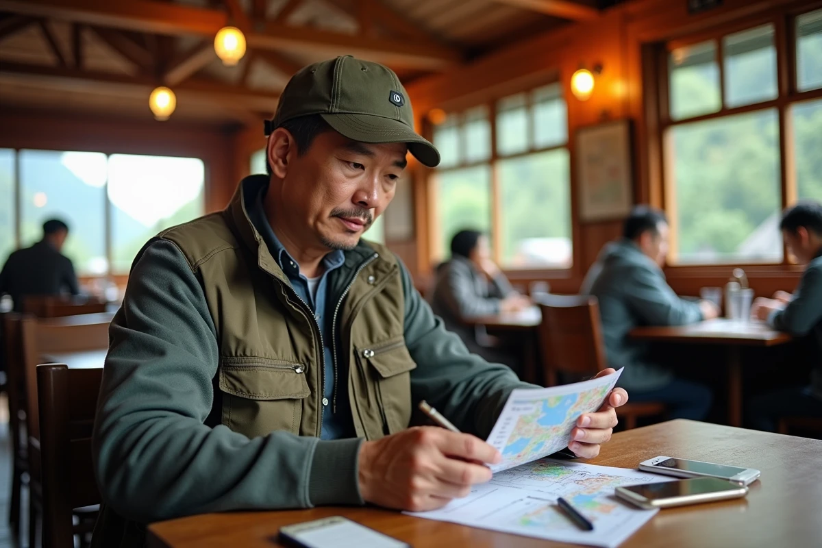 Homme asiatique organisant ses tickets dans un restaurant