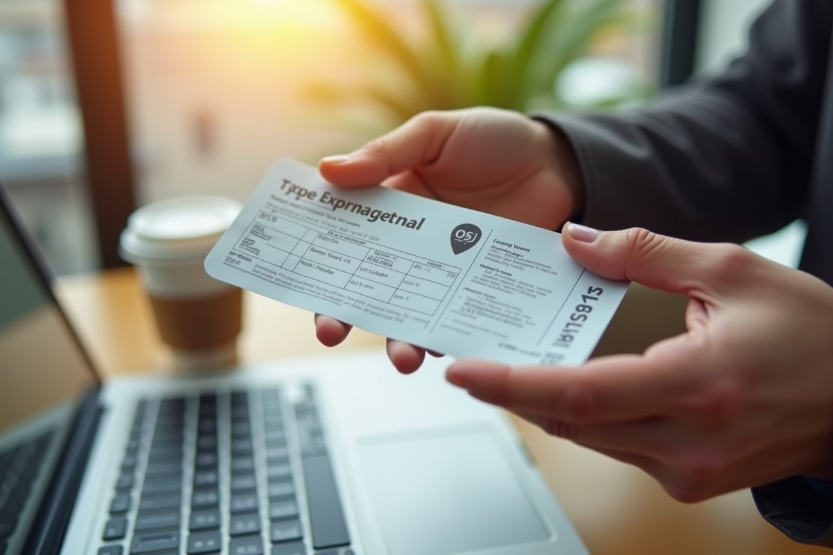 Gros plan sur des mains passant un billet avec un ordinateur en arrière-plan