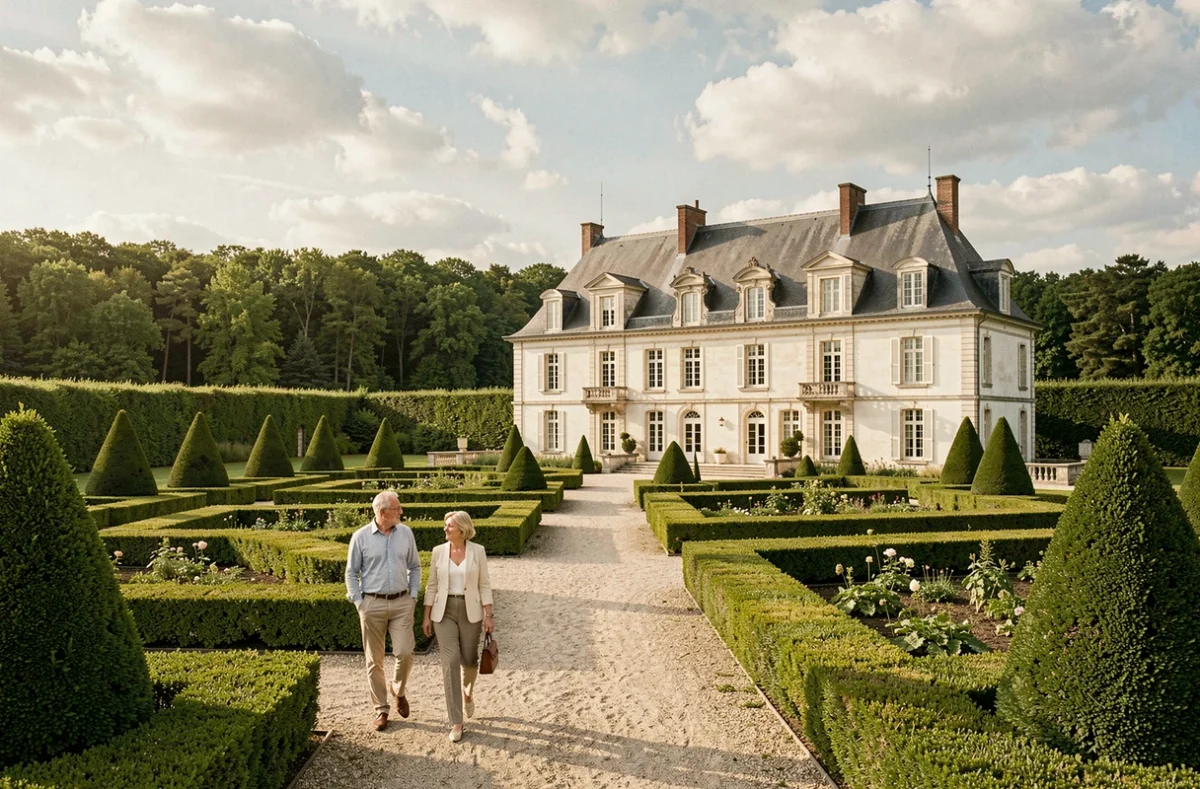 Domaine des Sources de Cheverny avec son parc à la française et son manoir en pierre blanche